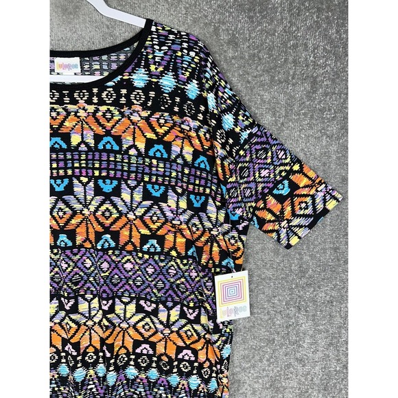 Lularoe Irma Short Sleeve Aztec Geometric Tunic Top Womens Small Stretch Hi Low - Picture 7 of 16